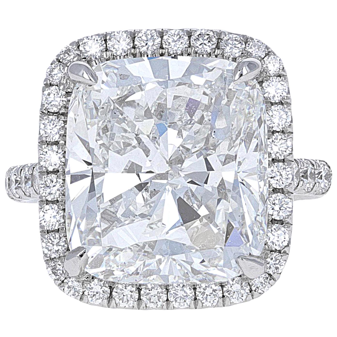 GIA 10.01 Carat Cushion Modified Brilliant Diamond Engagement Ring