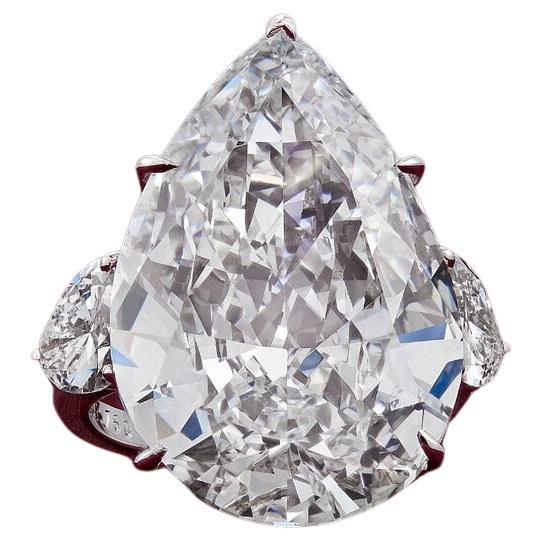 Modern GIA Certified 10.01 Carat D VVS2 Pear Brilliant Cut Diamond Platinum Three-Stone For Sale