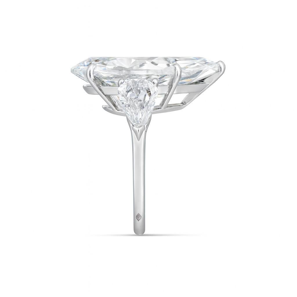 Pear Cut GIA Certified 10.01 Carat D VVS2 Pear Brilliant Cut Diamond Platinum Three-Stone For Sale