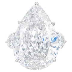 GIA Certified 10.01 Carat D VVS2 Pear Brilliant Cut Diamond Platinum Three-Stone
