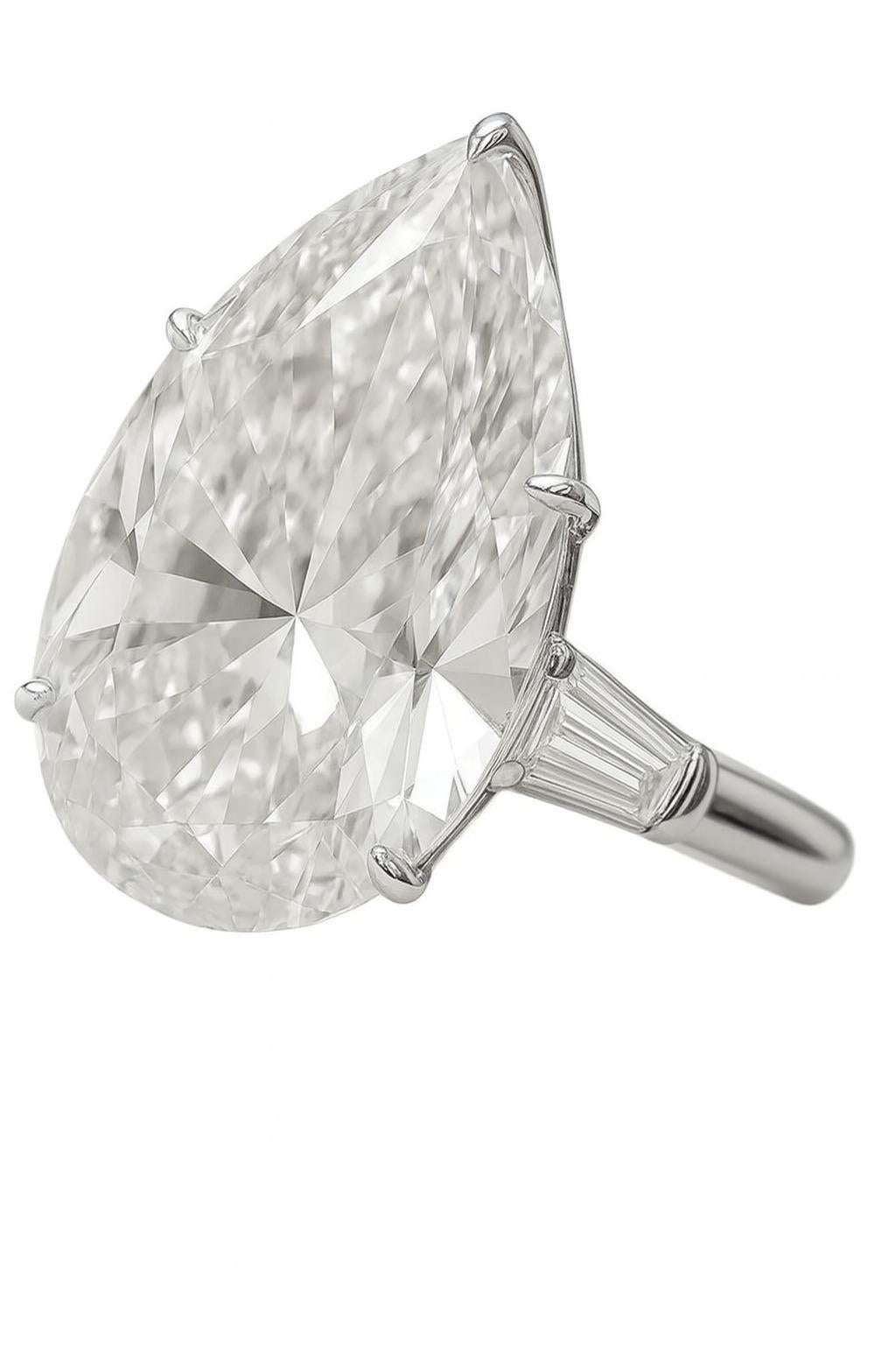 GIA zertifiziert 10,01 Karat D VVS2 Birne Form Diamant Ring in Platin Ring (Zeitgenössisch) im Angebot
