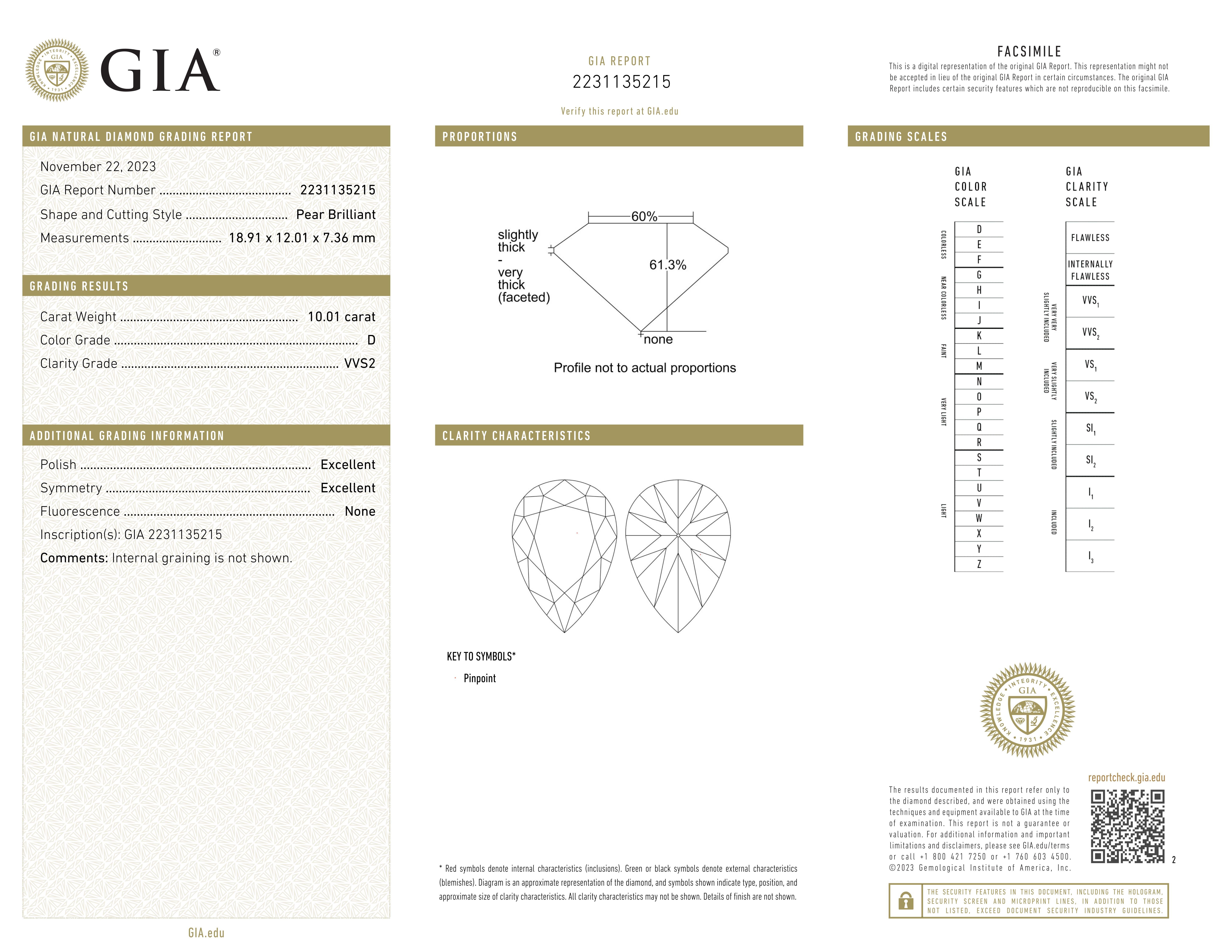 GIA zertifiziert 10,01 Karat D VVS2 Birne Form Diamant Ring in Platin Ring (Tropfenschliff) im Angebot