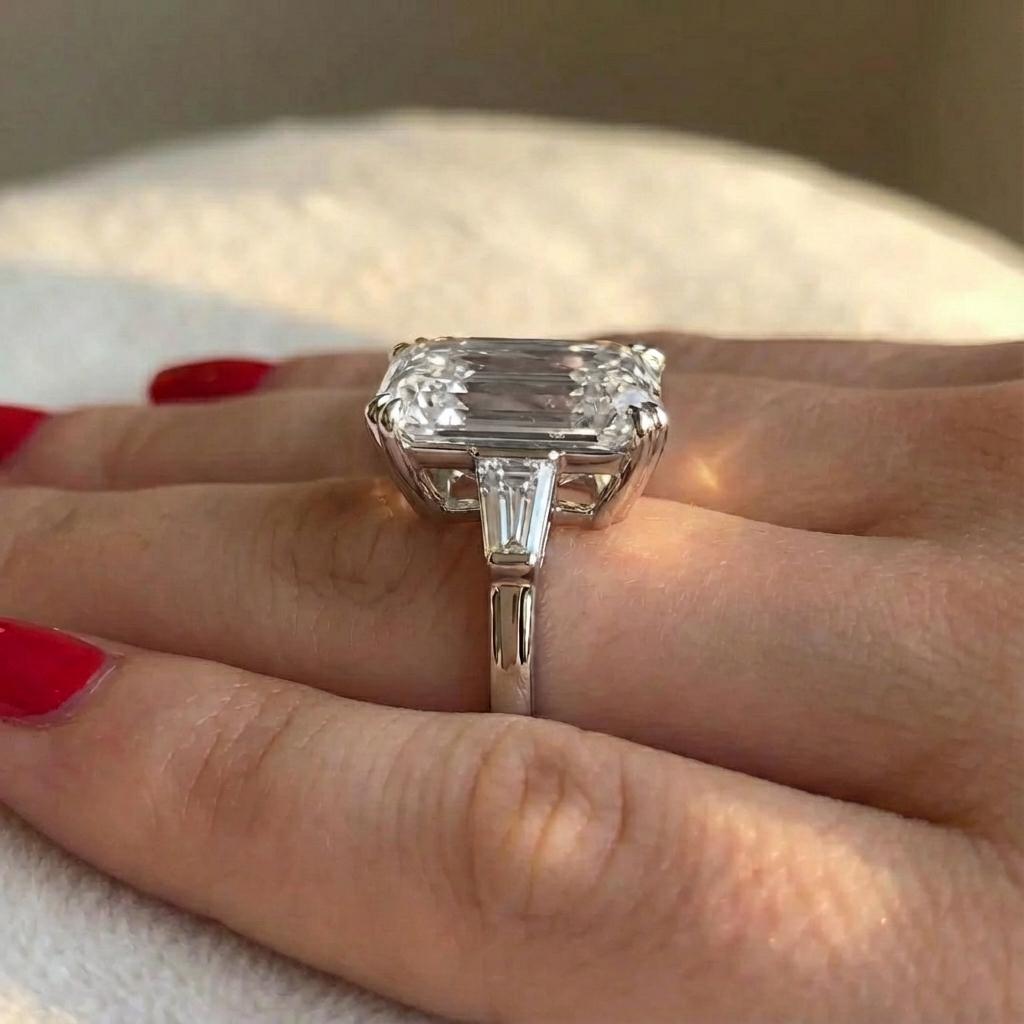 Taille émeraude Bague en diamant à taille d'émeraude de 10.01 carats certifiée par le GIA en vente