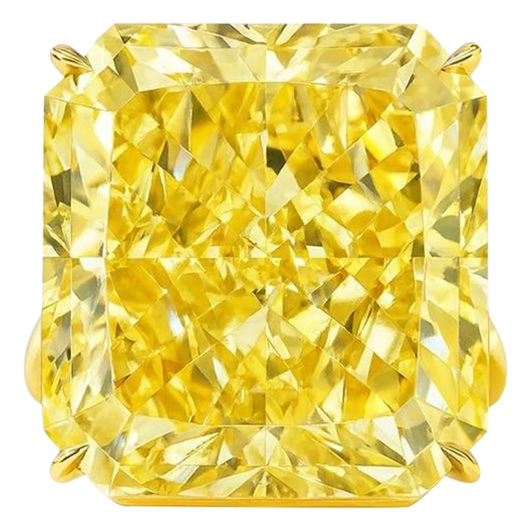Anello in oro giallo 18K con diamante giallo Fancy da 10,01 carati certificato GIA in vendita
