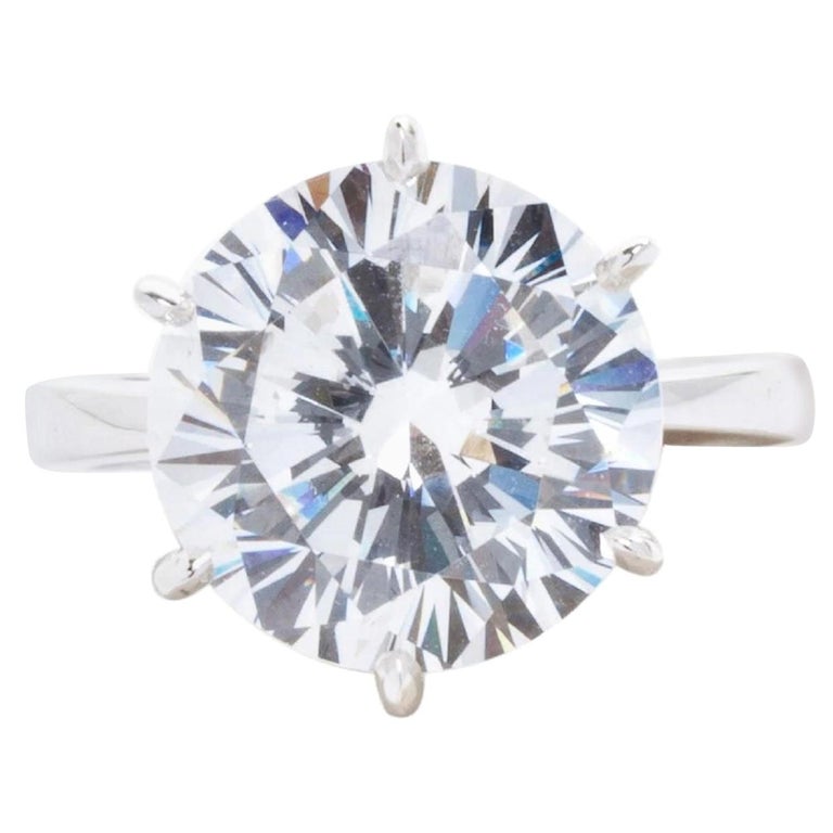 GIA Certified 6 Carat Round Brilliant Cut Diamond Platinum Solitaire