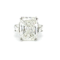 GIA Certified 10.01 Carat Radiant Cut Three-Stone Ring