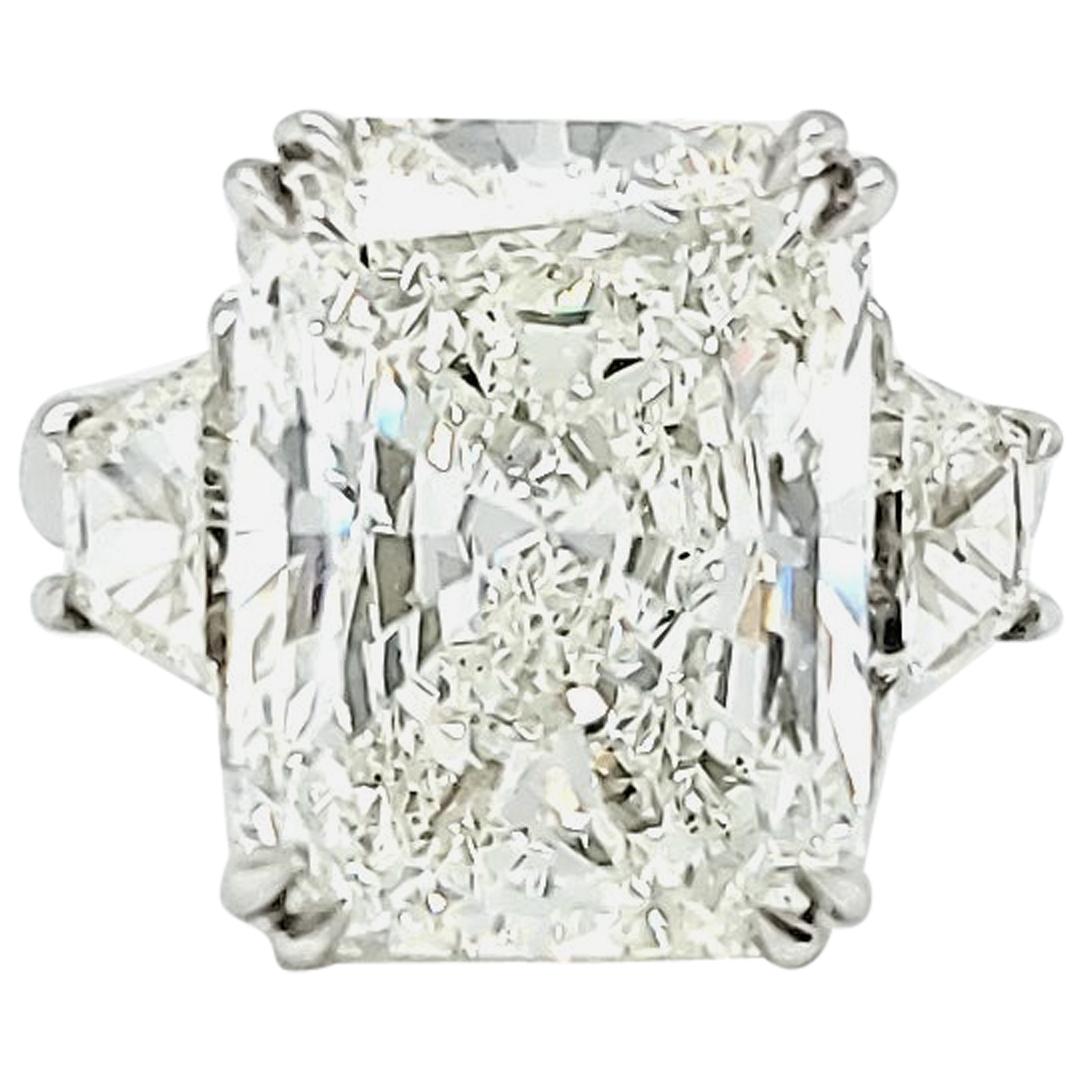 GIA Certified 10.01 Carat Radiant Cut Three-Stone Ring