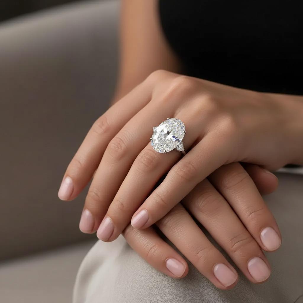 Taille ovale Bague en platine certifiée GIA 10,02 carats F VVS1 Diamant ovale brillant en vente