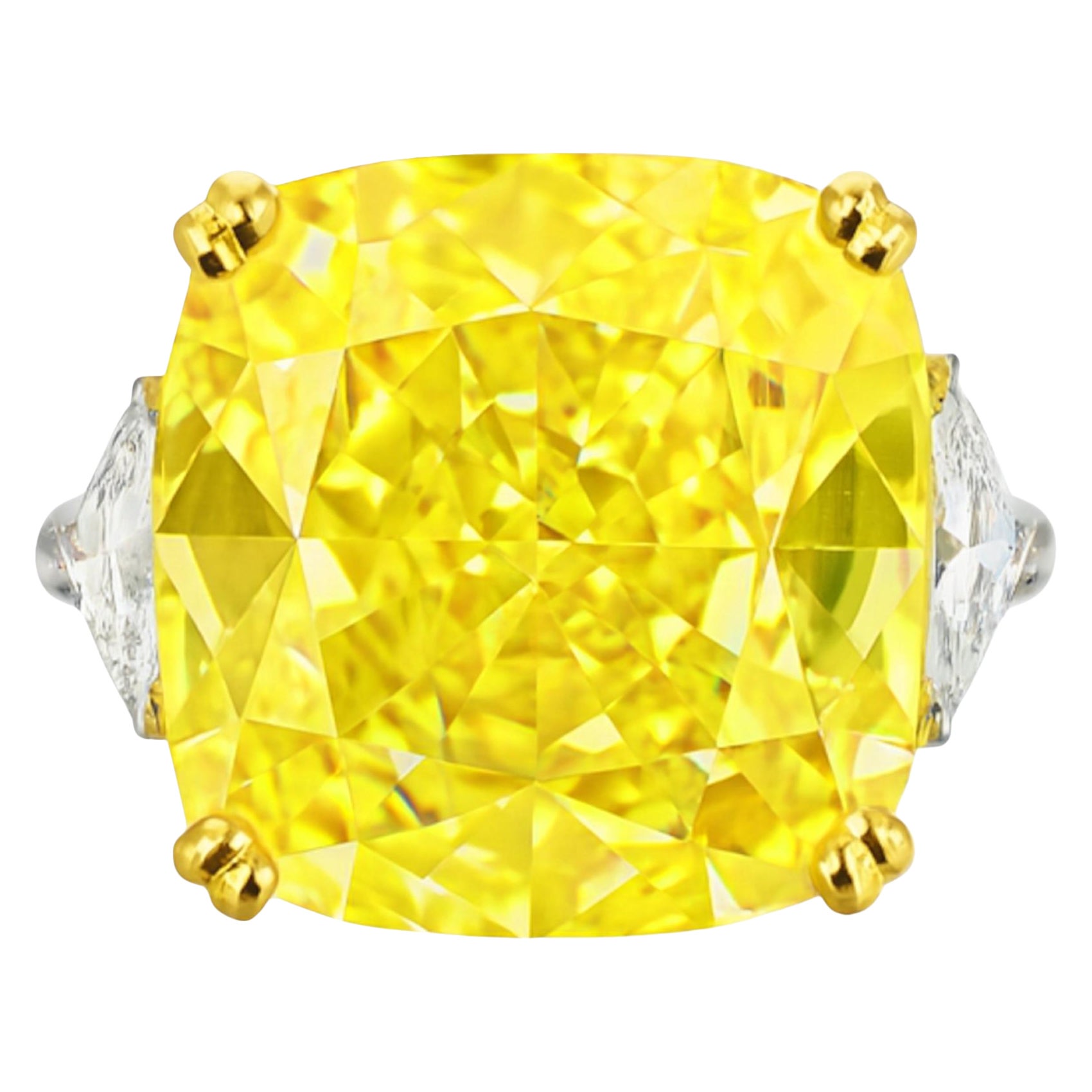 GIA Certified 10.02 Carat Fancy Intense Yellow Diamond Ring (VVS2 Clarity)