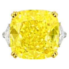 GIA Certified 10.02 Carat Fancy Intense Yellow Diamond Ring (VVS2 Clarity)
