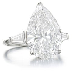 GIA Certified 10.02 Carat Pear Brilliant Diamond Ring Set with Tapered Baguettes