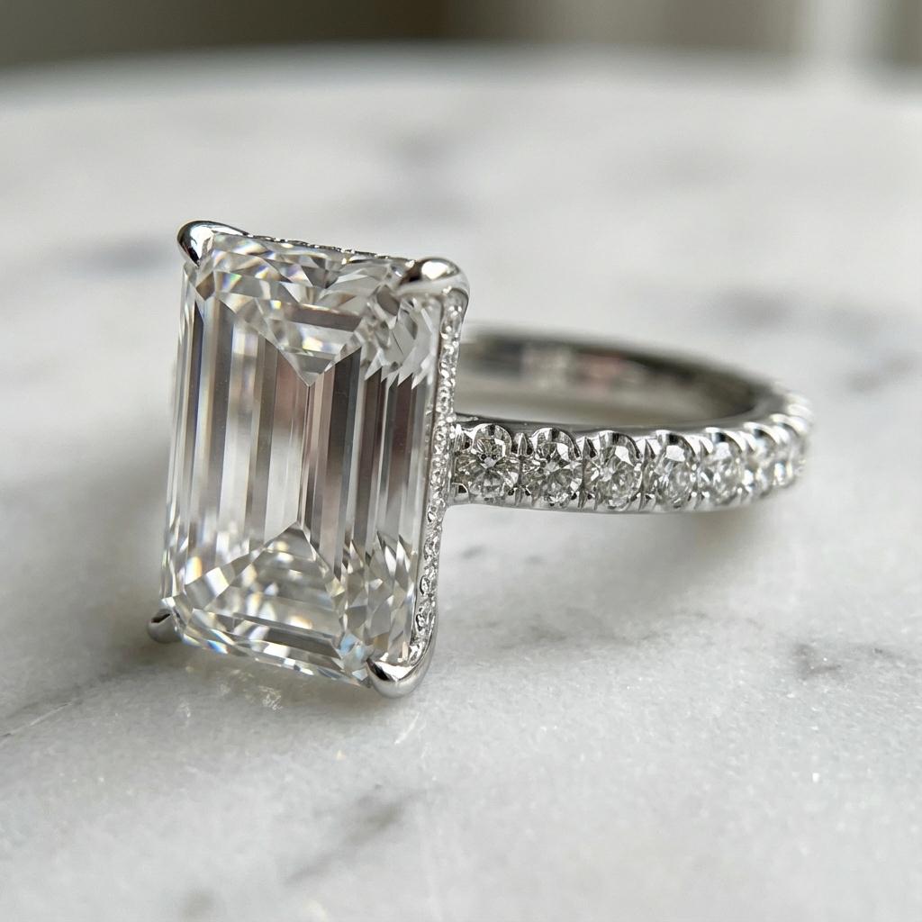 Taglio smeraldo Anello con diamante taglio smeraldo certificato GIA da 10.03 carati in vendita