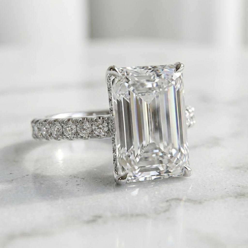 Anello con diamante taglio smeraldo certificato GIA da 10.03 carati In condizioni Nuovo in vendita a Chicago, IL