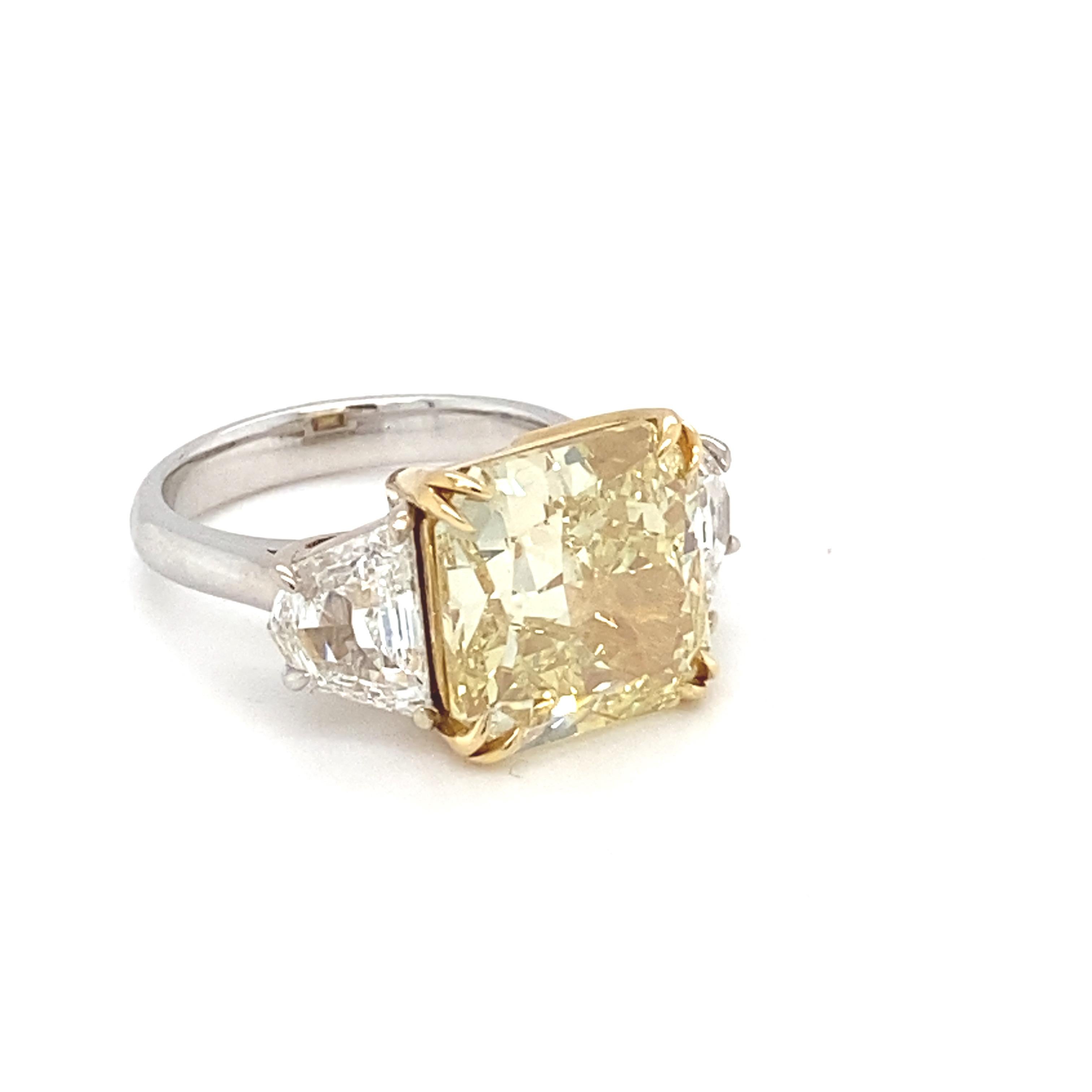 GIA-zertifizierter Verlobungsring mit 10,03 Karat intensiv gelbem Fancy-Diamant im Kissenschliff im Angebot 11