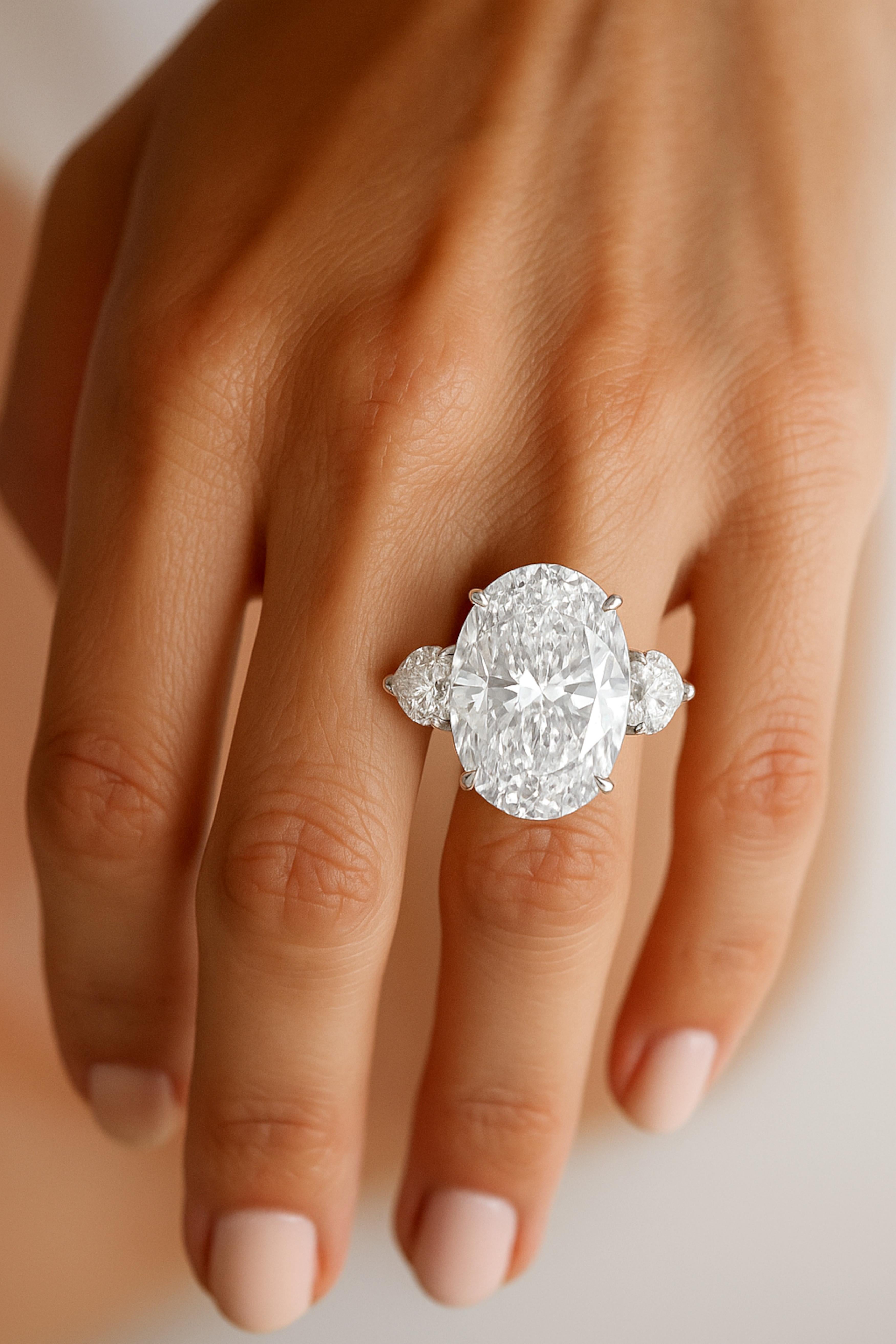 Contemporaneo Anello con diamante ovale brillante certificato GIA da 10,04 carati D/VS1 in vendita