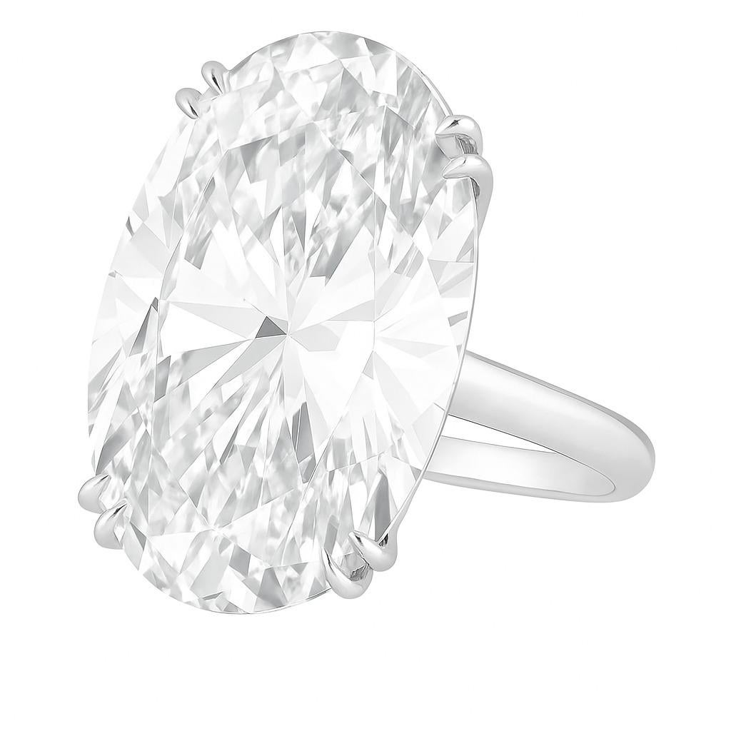 GIA zertifiziert 10,04 Karat F Farbe VS2 Oval Brillant Diamant Ring in Platin im Zustand „Neu“ im Angebot in Chicago, IL