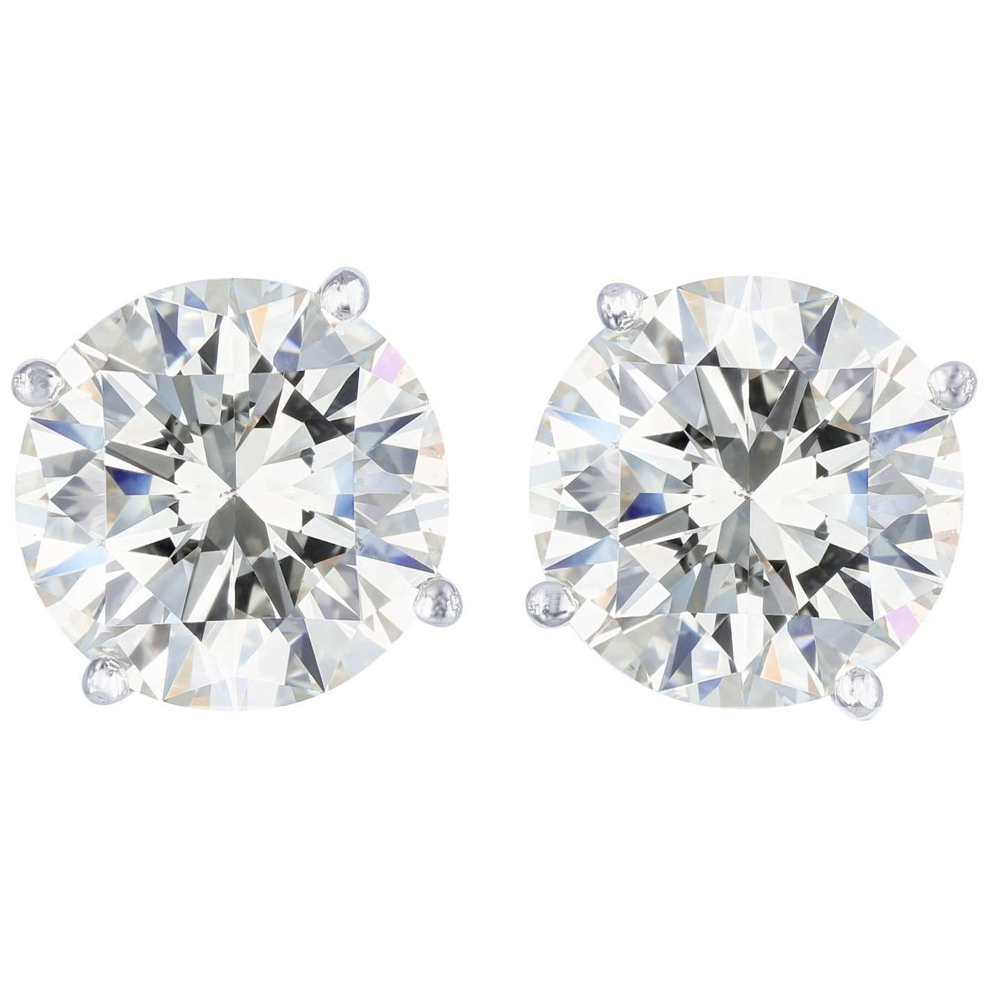 GIA Certified 10.04 Carat H/SI2 Diamond Stud Earrings For Sale