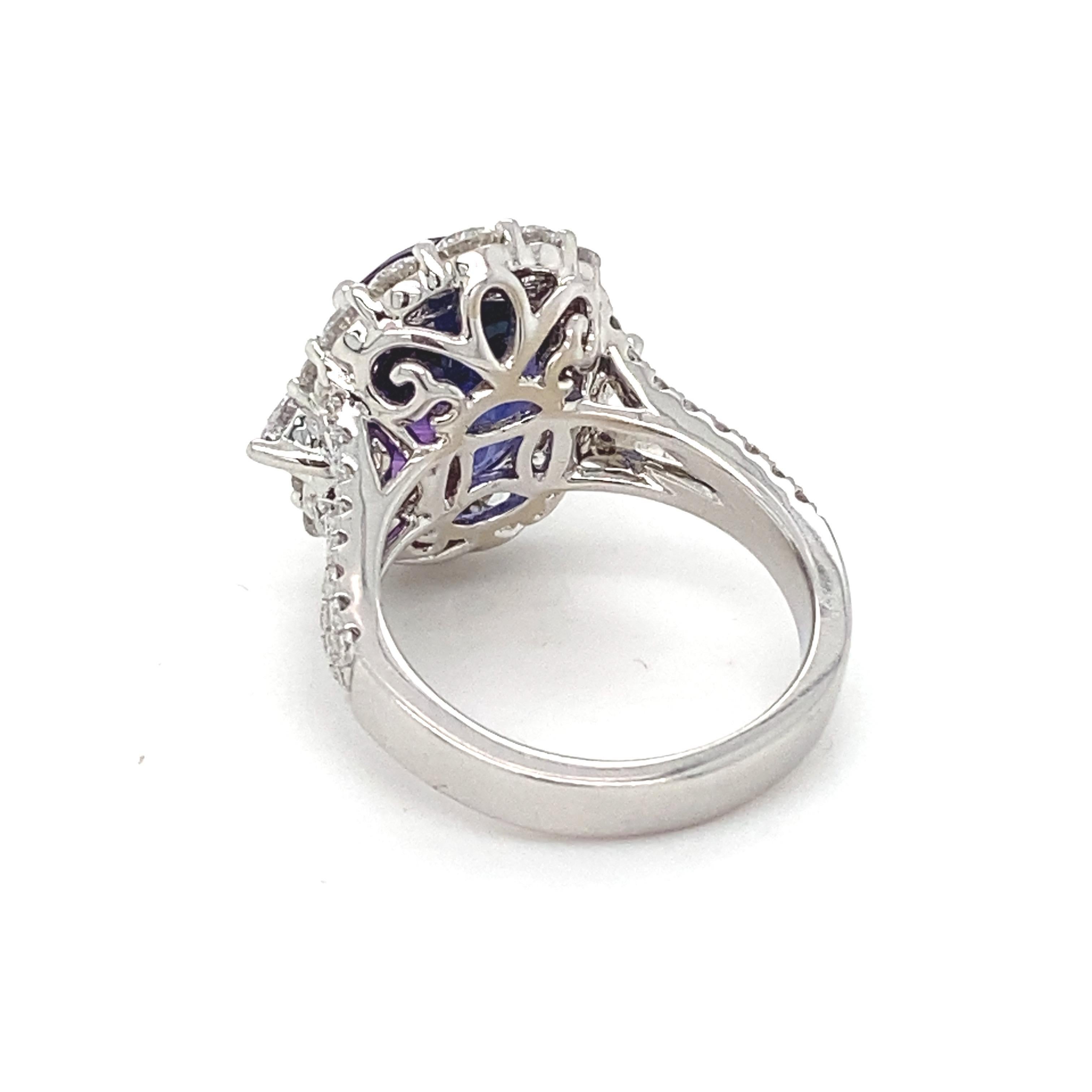 Verlobungsring, GIA-zertifizierter 10,04 Karat violett blauer ovaler Saphir, Diamant  im Angebot 6
