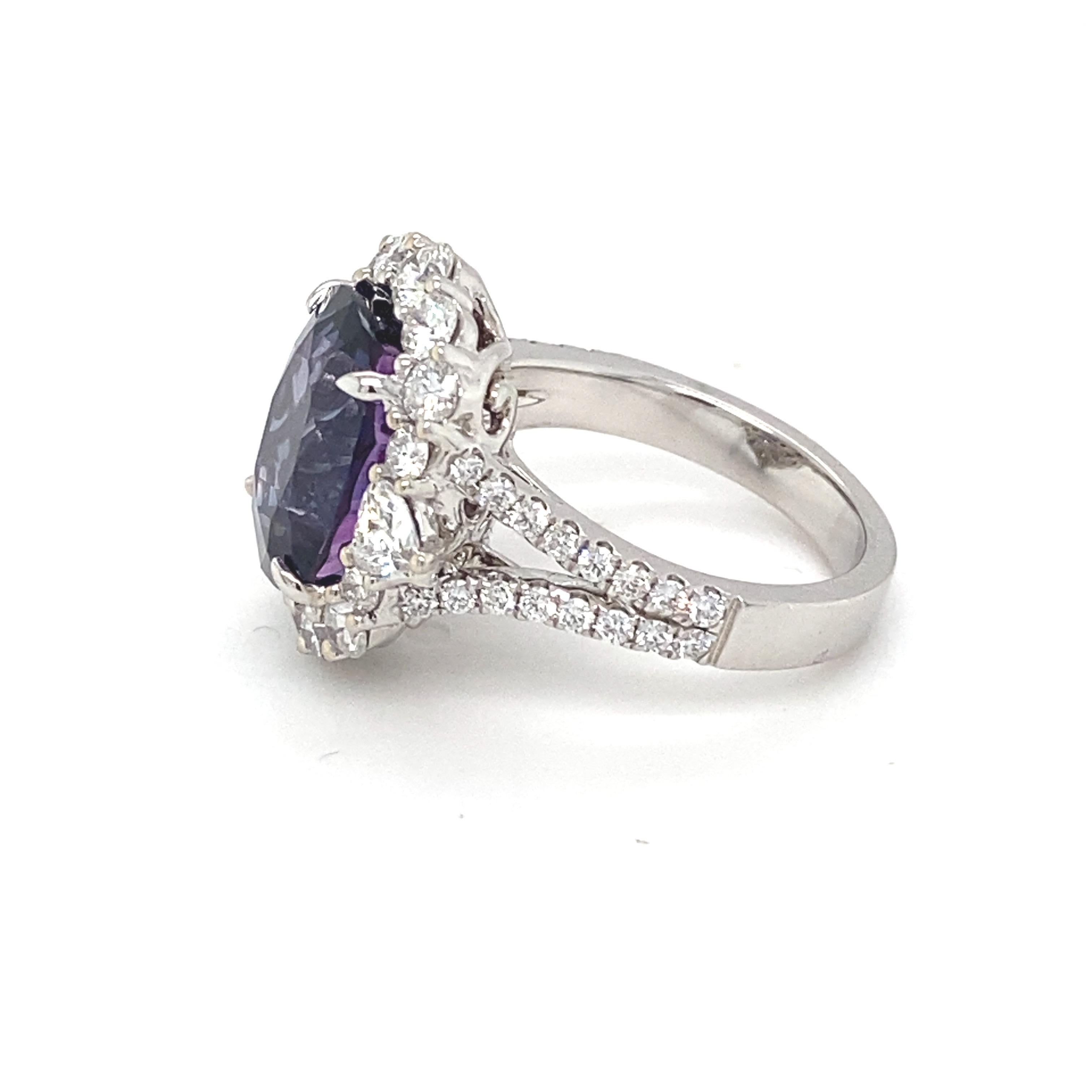 GIA Certified 10.04 Carat Violet Blue Oval Sapphire Diamond Engagement Ring  For Sale 8