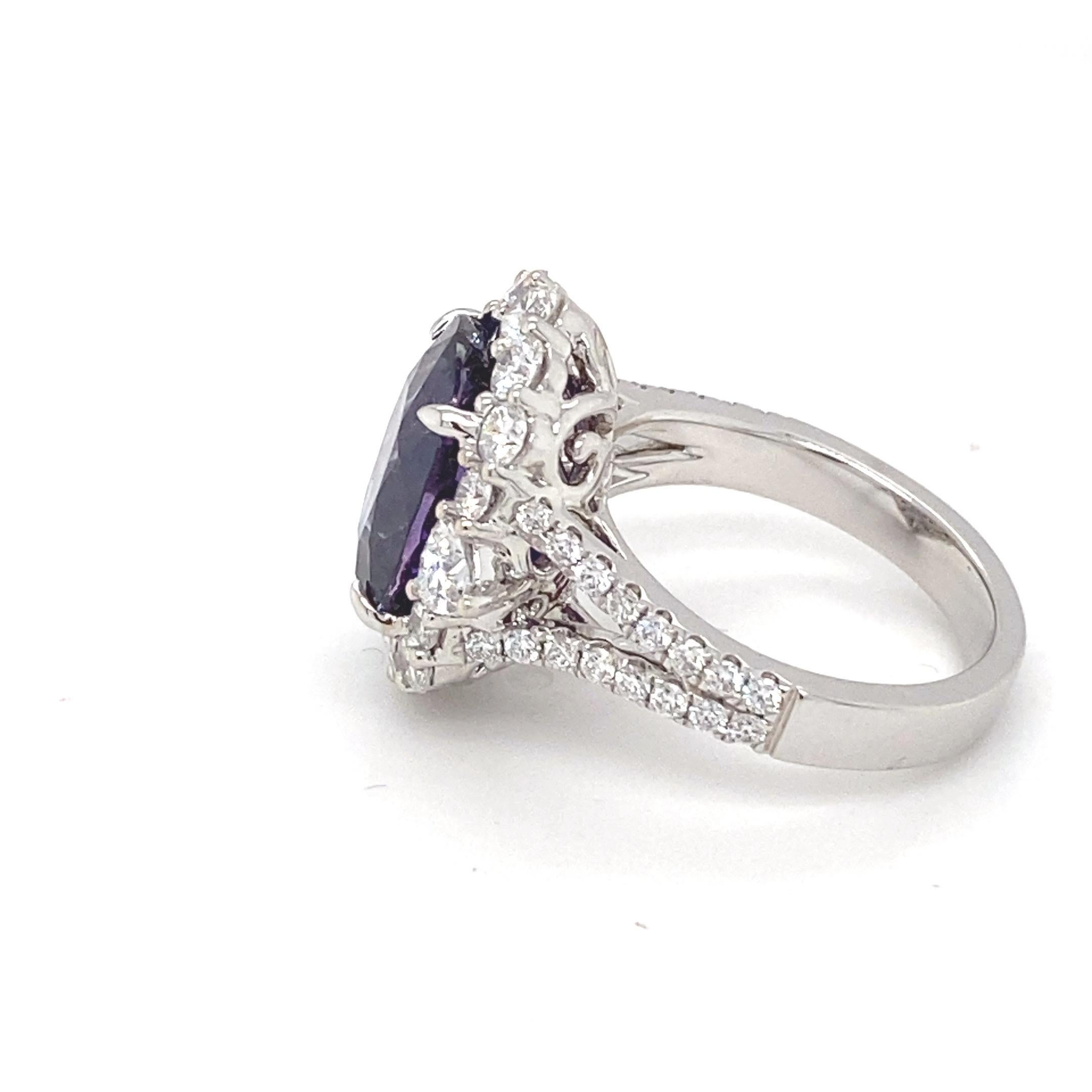 GIA Certified 10.04 Carat Violet Blue Oval Sapphire Diamond Engagement Ring  For Sale 9
