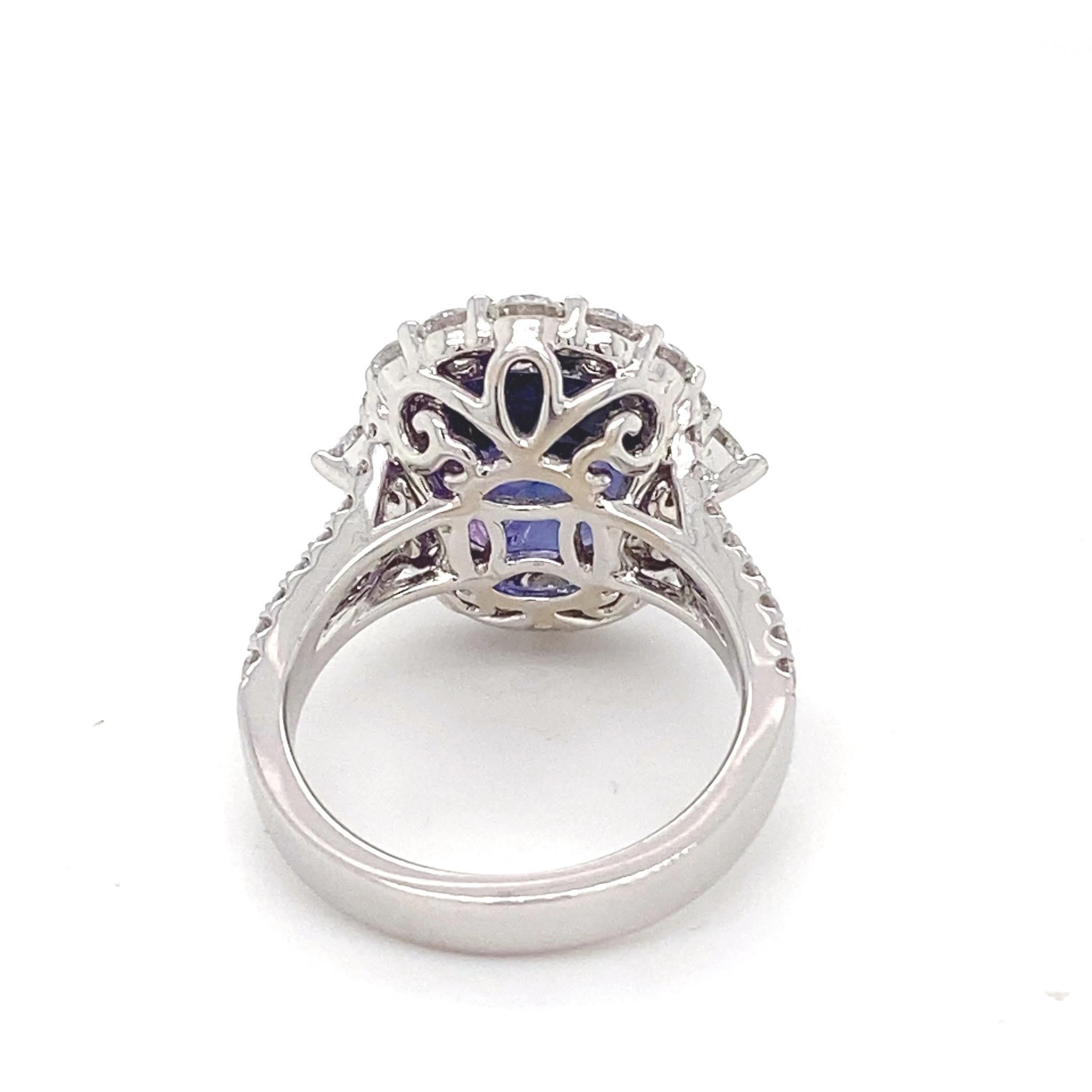 Verlobungsring, GIA-zertifizierter 10,04 Karat violett blauer ovaler Saphir, Diamant  im Angebot 3