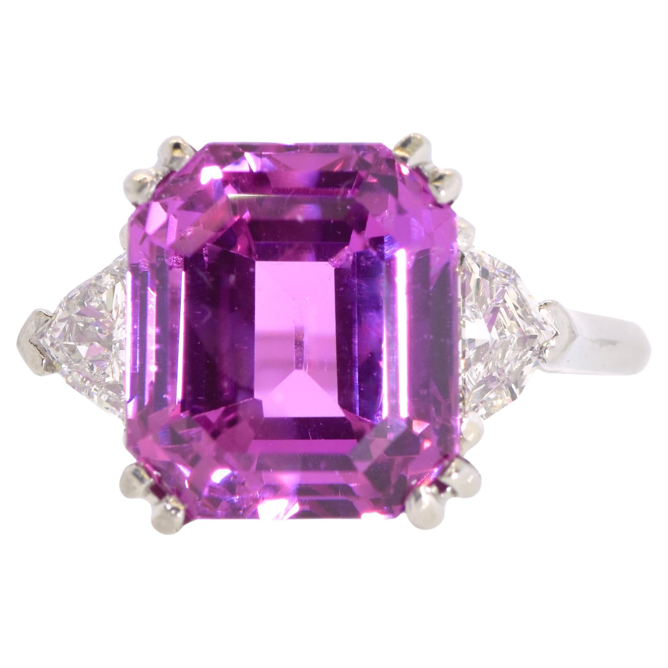 GIA Certified 10.06 Ct Ceylon Pinkish Purple Sapphire & White Diamond Ring, 1935