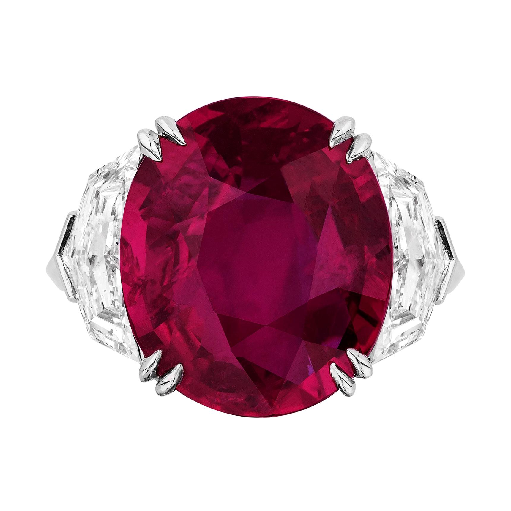 GIA Certified 10.07 Carat Mozambque Ruby Diamond Cocktail Ring 