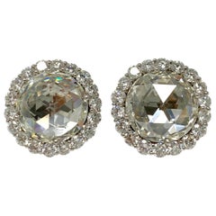 GIA Certified 10.07 Carat Rose Cut Diamond Earrings Studs