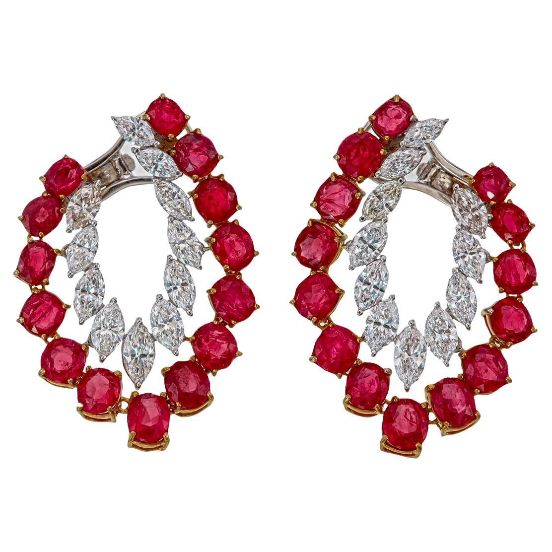 GIA Certified 10.08 Carat Ruby and Diamond Earrings in 18 karat White Gold For Sale