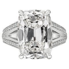 Antique GIA Certified 10.09 Carats Elongated Cushion Cut Diamond Engagement Ring