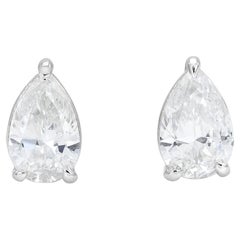 GIA Certified 1.00ct & 1.02ct Pear-Shaped Diamond Stud Earrings
