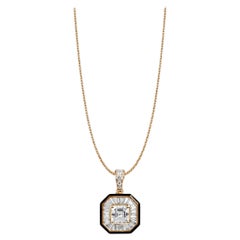 GIA Certified 1.00ct Asscher‑Cut Diamond Halo Pendant Necklace in 18K White Gold