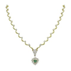GIA Certified 1.00ct Emerald 4.00ct Diamond Gold Necklace