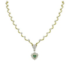 GIA Certified 1.00ct Emerald 4.00ct Diamond Gold Necklace