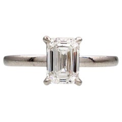 GIA Certified 1.00ct Emerald Cut Diamond Solitaire Ring in Platinum