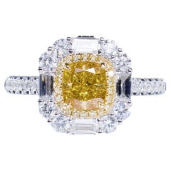 GIA Certified, 1.00ct Fancy Deep Brownish Orangy Yellow Cushion Cut Natural 18kt