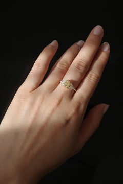 GIA Certified 1.00ct Fancy Yellow Diamond Engagement Ring in 18K Yellow Gold