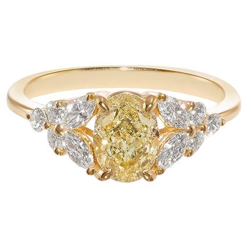 GIA Certified 1.00ct Fancy Yellow Diamond Engagement Ring in 18K Yellow Gold
