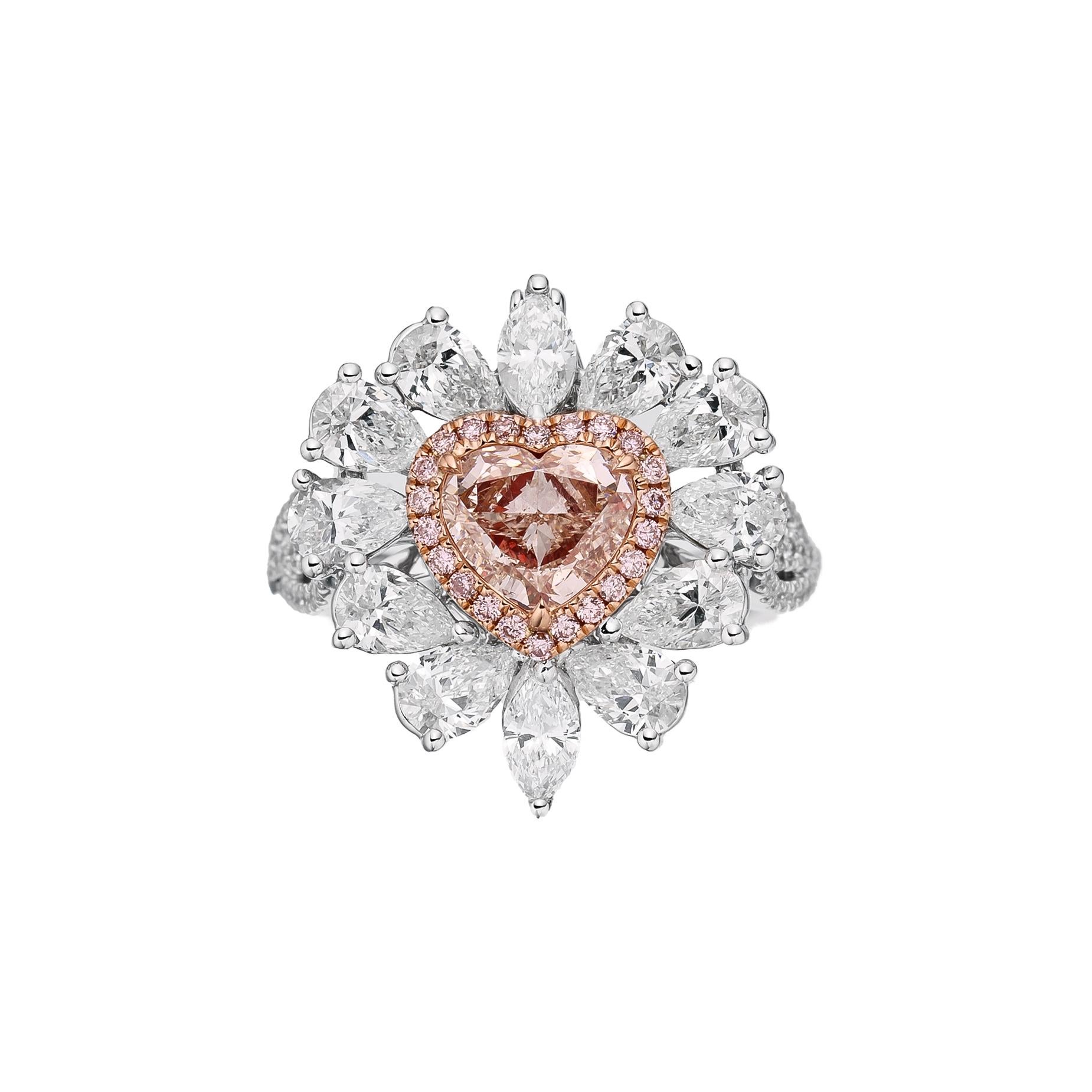 GIA Certified, 1.00ct Light Pinkish Brown Natural Heart Shape Diamond Solitaire. In New Condition For Sale In Hong Kong, HK