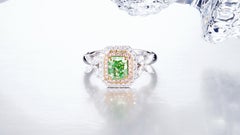 GIA Certified, 1.00ct Natural Fancy Light Green -Yellow Radiant Solitaire Ring