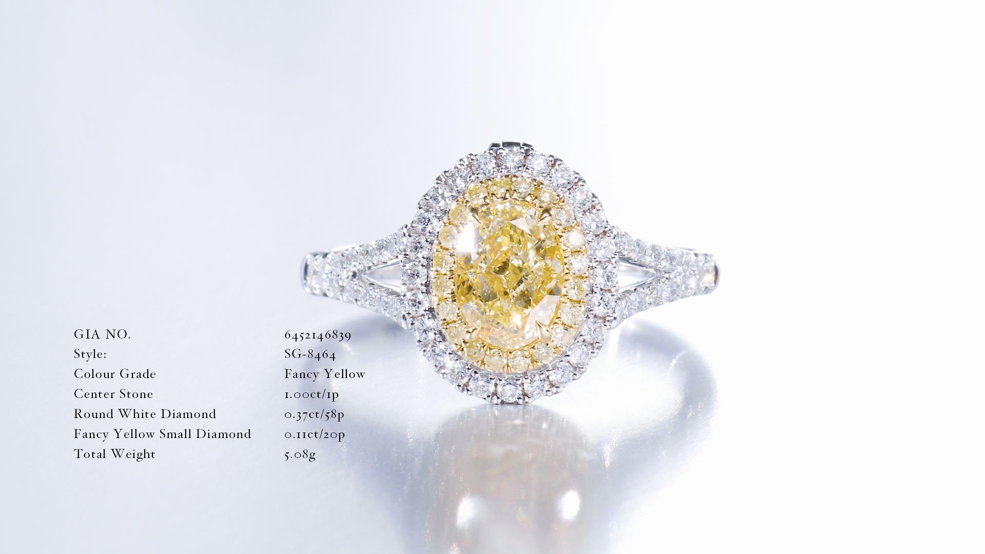GIA Certified, 1.00ct Natural Fancy Yellow Cushion cut Diamond solitaire ring18k In New Condition For Sale In Hong Kong, HK