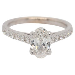 GIA Certified 1.00 Ct Natural Oval Cut Diamond Engagement Ring 18 Karat in Stock