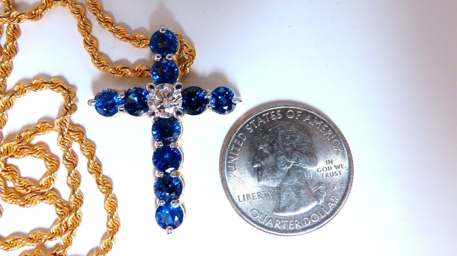 Sapphire Diamond Cross & Chain

GIA Certified: 

1.00ct. Roound Cut Diamond

Report# 5212073220

I-color Vs1 clarity



6.12ct. Natural Blue Sapphires

Rounds, Clear Clarity & Transparent.

Heated.

14kt. yellow gold chain.

Measurement of