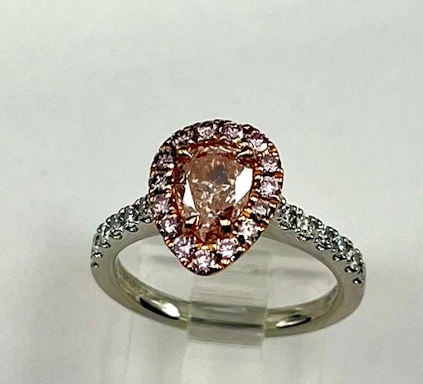 Taille poire Diamant poire certifié GIA de 1,00 carat, de couleur naturelle rose brunâtre en vente