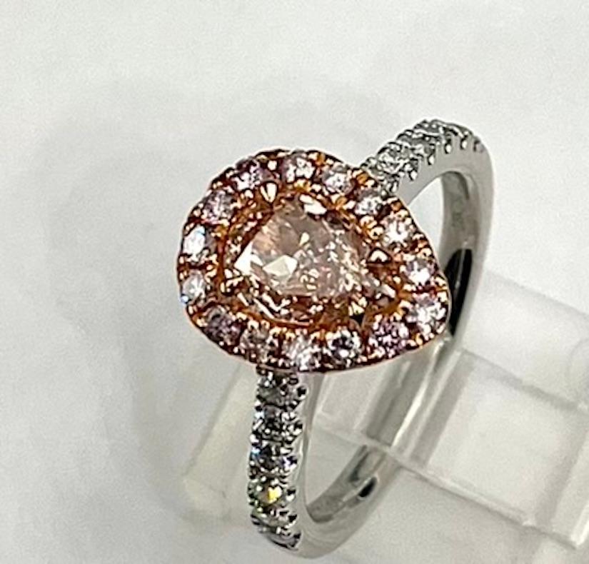 GIA Certified 1.00CT Pear Shape Diamond, Natural Fancy Light Brownish Pink In New Condition For Sale In San Diego, CA