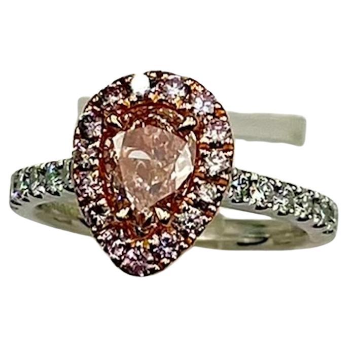 Diamant poire certifié GIA de 1,00 carat, de couleur naturelle rose brunâtre en vente