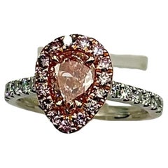 Diamant poire certifié GIA de 1,00 carat, de couleur naturelle rose brunâtre