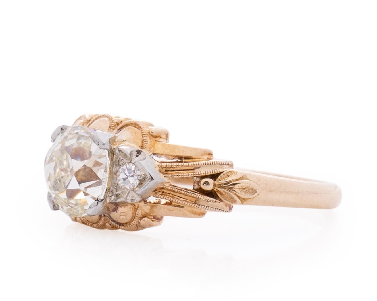 GIA-zertifizierter 1,01 Karat Art Deco Diamant 14 Karat Gelbgold Verlobungsring (Art déco) im Angebot