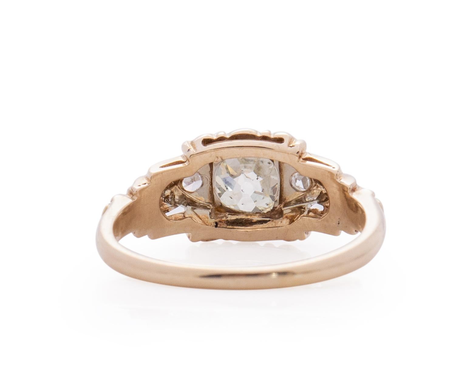 GIA-zertifizierter 1,01 Karat Art Deco Diamant 14 Karat Gelbgold Verlobungsring (Antiker Kissenschliff) im Angebot