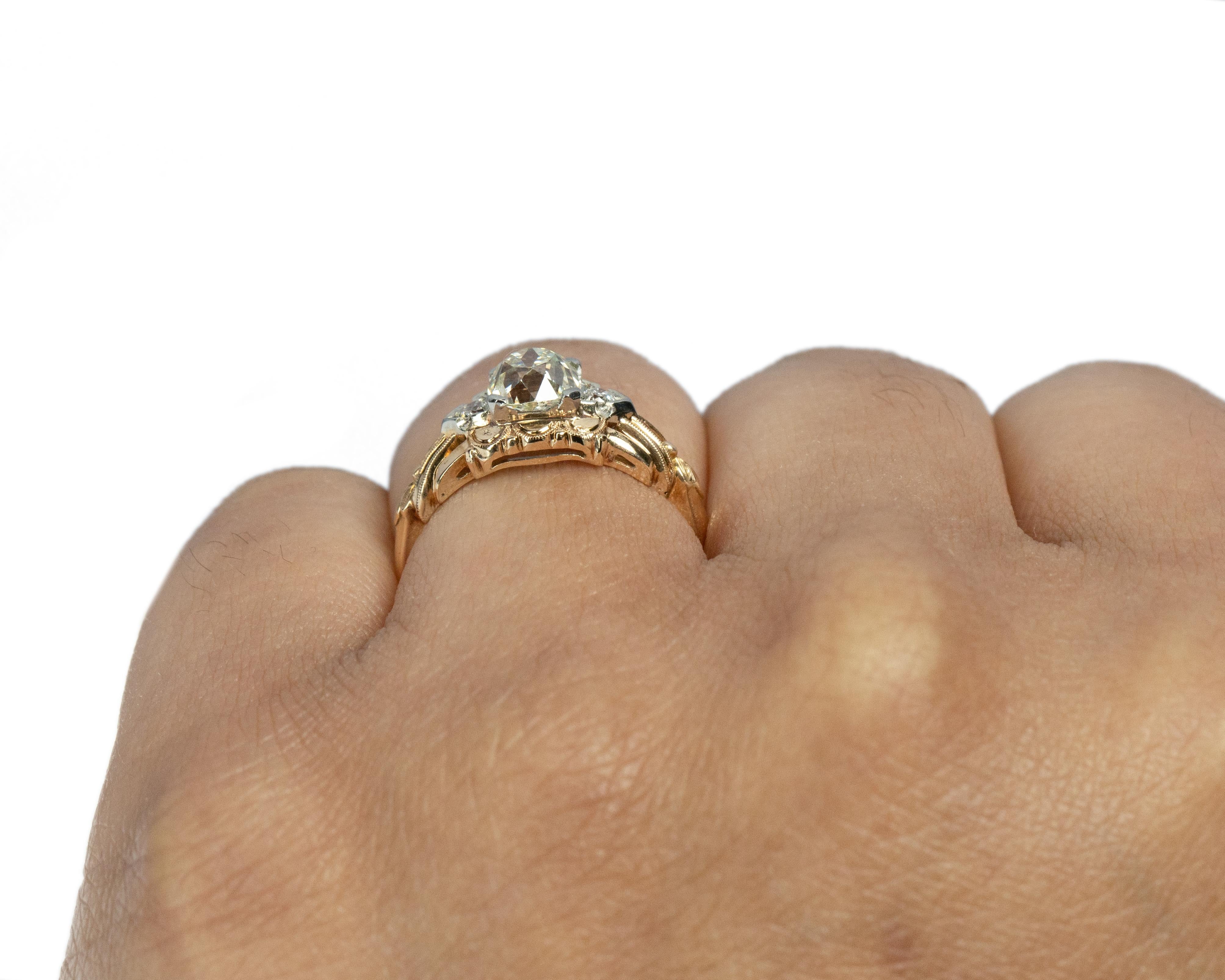 GIA Certified 1.01 Carat Art Deco Diamond 14 Karat Yellow Gold Engagement Ring For Sale 1